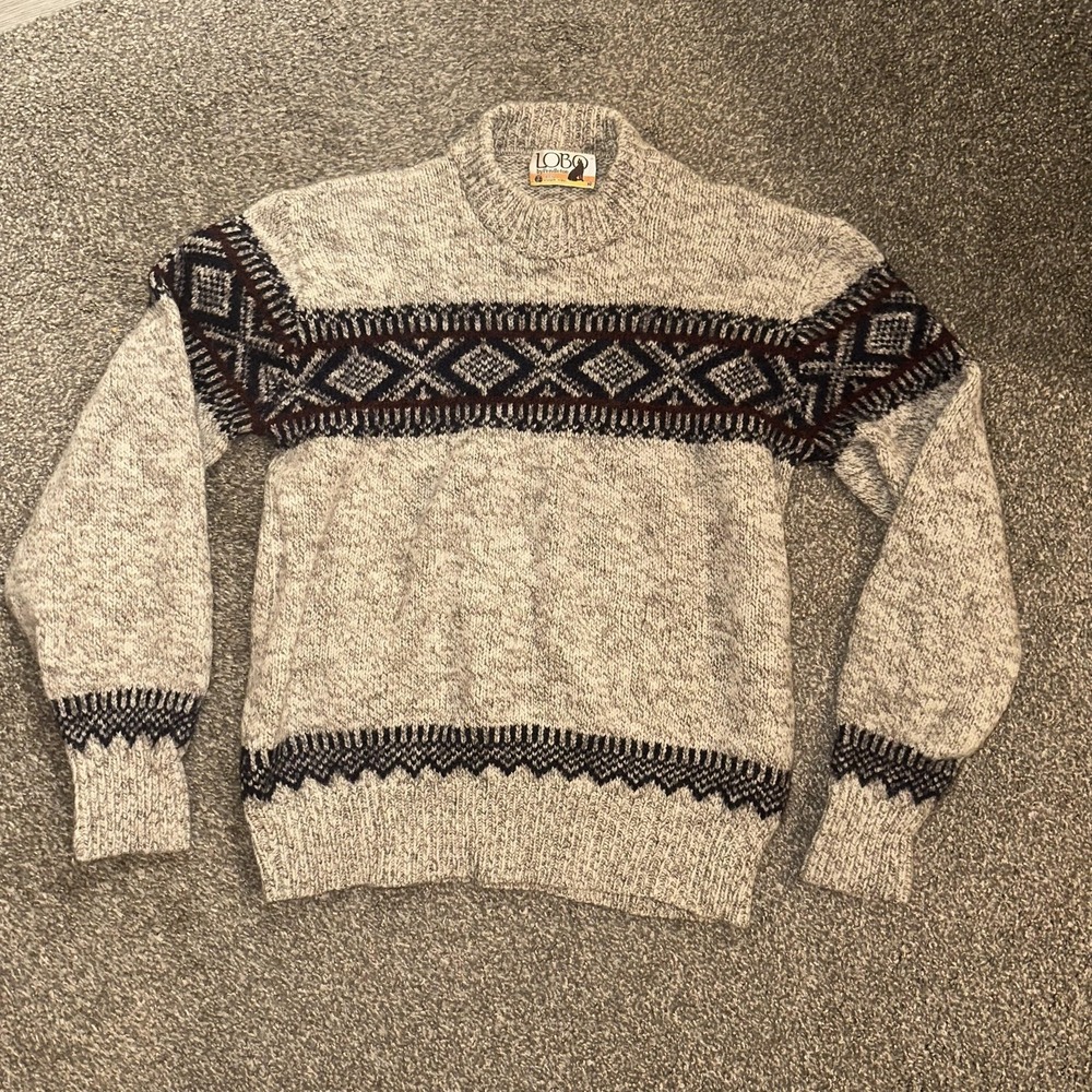 Vintage Lobo by Pendleton Sweater Womens Medium Wool Knit Pullover Geometric 80s